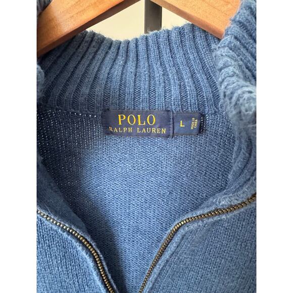Ralph Lauren Men's 1/4 Zip Blue Cotton Sweater Pullover‎ - Picture 2 of 3
